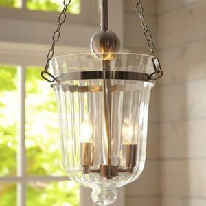 Pier one hurricane light pendant, brushed nickel